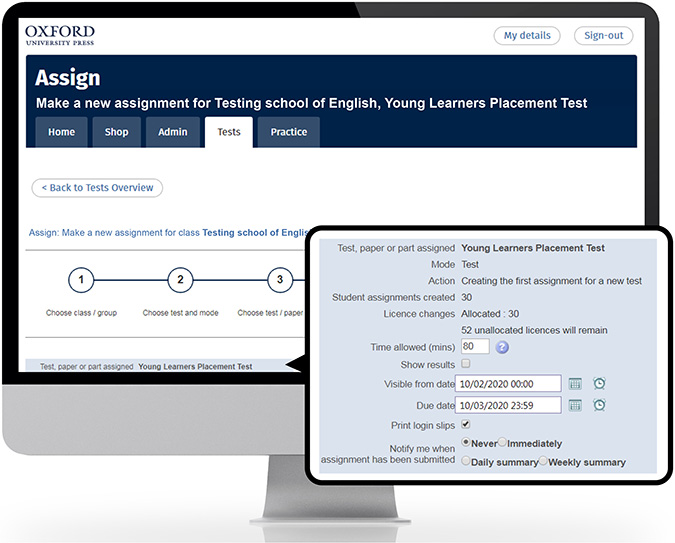 Set up tests in a few simple steps with the Learning Management System.